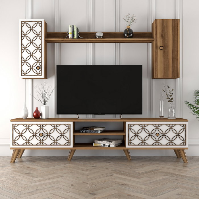 Hanah Home Unidad de TV Class S - Nogal y Blanco